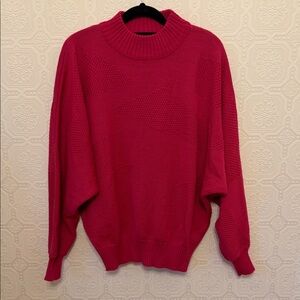 NILS Women's Vibrant Hot Pink Wool Blend Crewneck Sweater Size Large